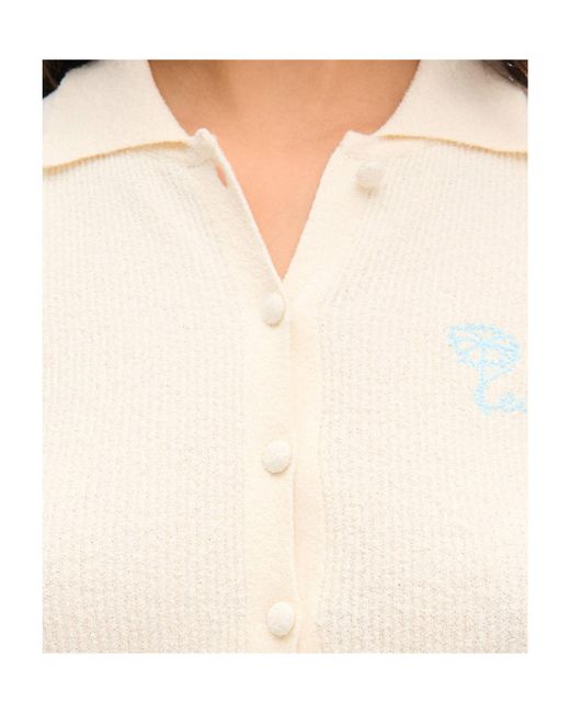 KENZO White Tulip Embroidered Knitted Cardigan