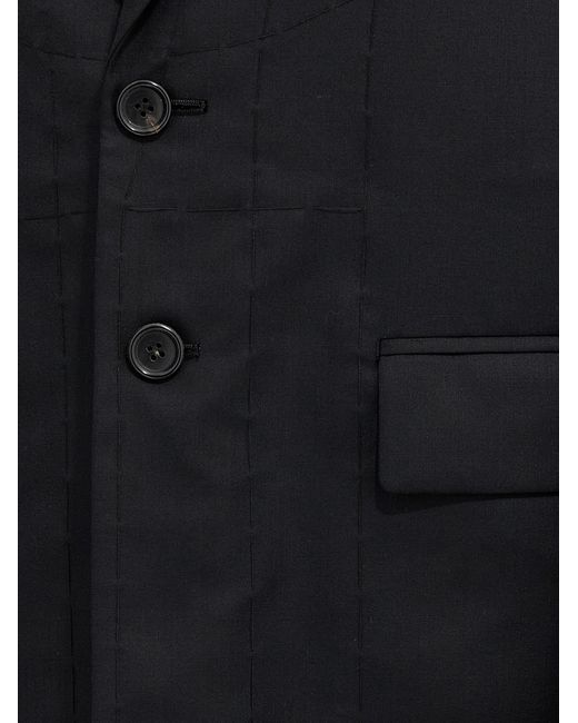 Junya Watanabe Black Frayed Hem Wide Sleeved Cape