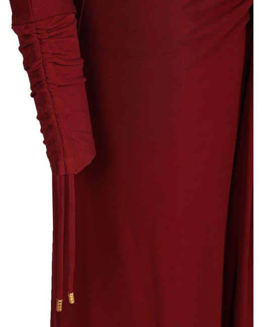 Max Mara Red Studio Gocce Ruched Midi Dress