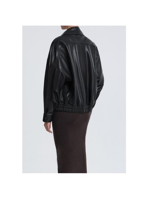 Nour Hammour Black Long-Sleeved Leather Jacket