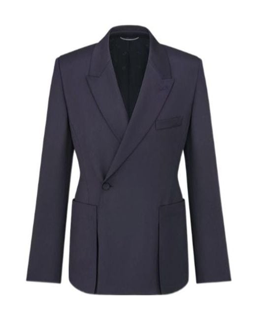 Dior Blue Homme Button Detailed Long-Sleeved Jacket for men