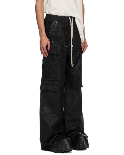 Rick Owens Black Double Cargo Jumbo Belas Trousers for men
