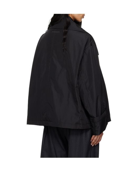 MM6 by Maison Margiela Black Double Breasted Long-Sleeve Casual Jacket