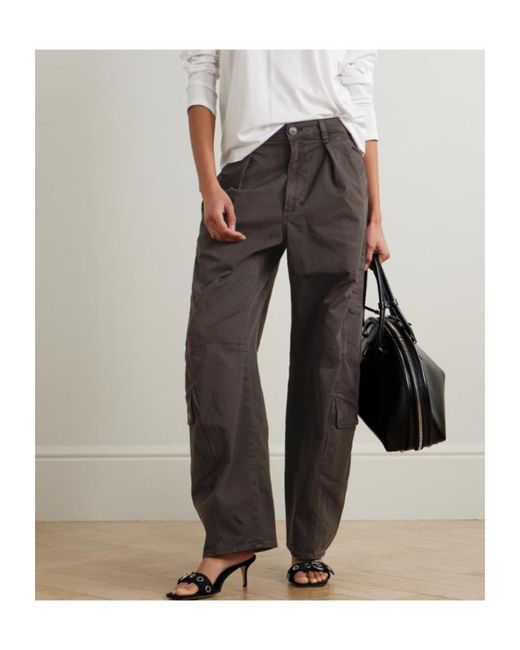 Citizens of Humanity Brown Flight Pleated Organic Cotton-Blend Twill Tapered Pants