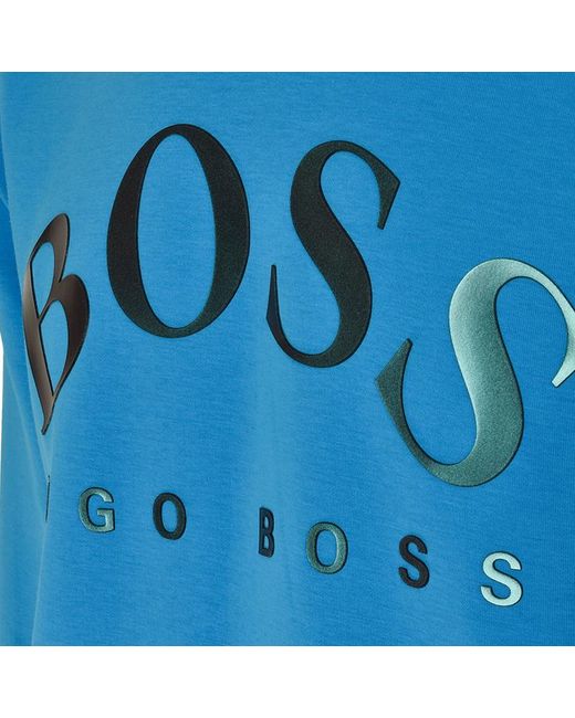 Boss Blue Logo Hooded Sweater for men