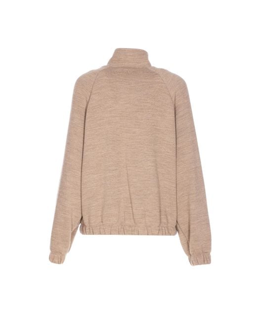 Max Mara Natural Frine High-Neck Zipped Sweatshirt