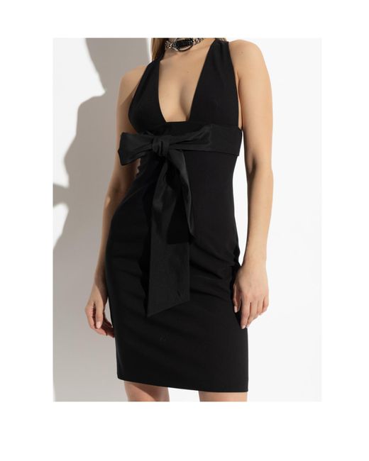 DSquared² Black Bow-Embellished Sleeveless Mini Dress