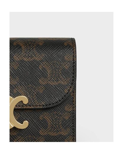 Céline Black Small Flap Wallet Triomphe