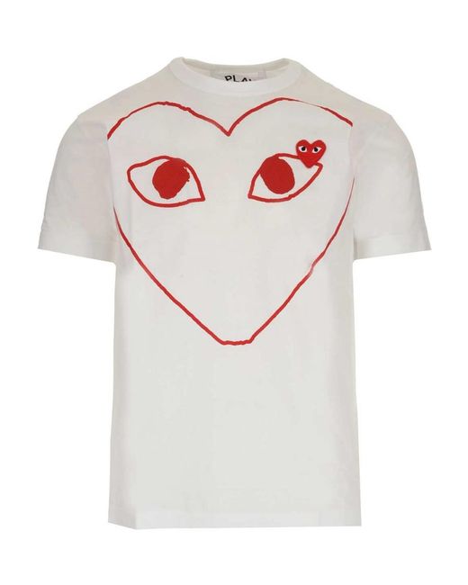 COMME DES GARÇONS PLAY White Heart Print T-Shirt