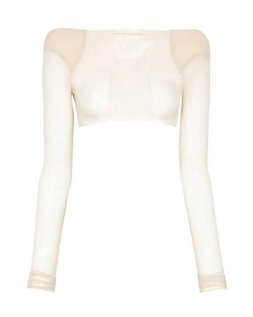 Rick Owens White Temple Helm Padded-Shoulder Top