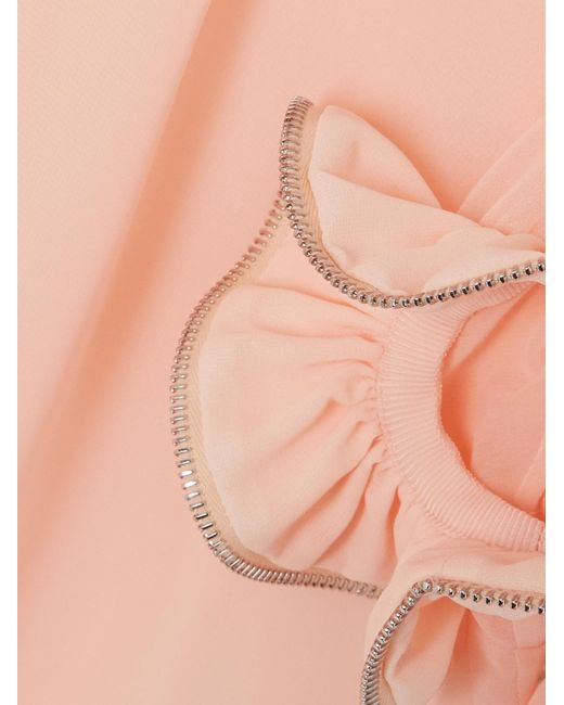 Coperni Pink Zip-Embellished Ruffled Chiffon Blouse
