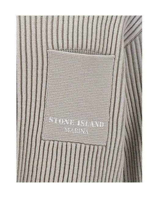 Stone Island Gray High-Neck Knitted Jumper for men