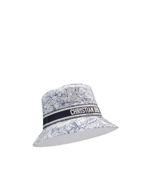 Dior White D-Bobby Toile De Jouy Scotland Small-Brim Bucket Hat