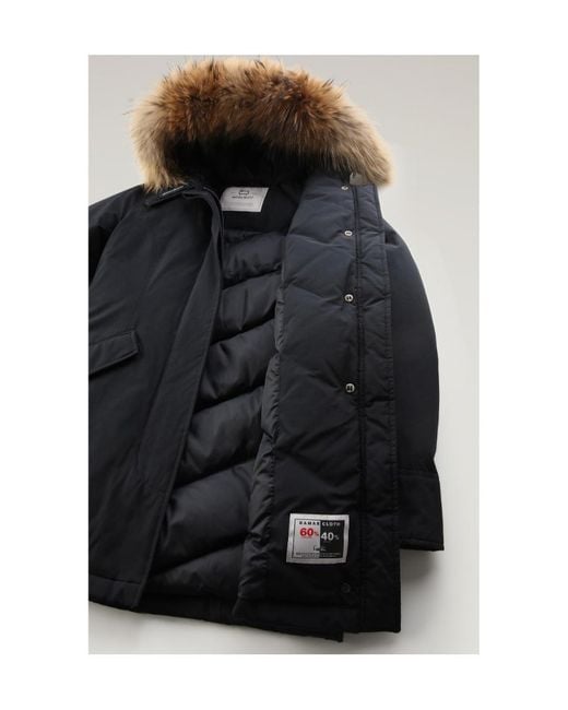 Woolrich Blue Arctic Fur-Trimmed Hooded Parka