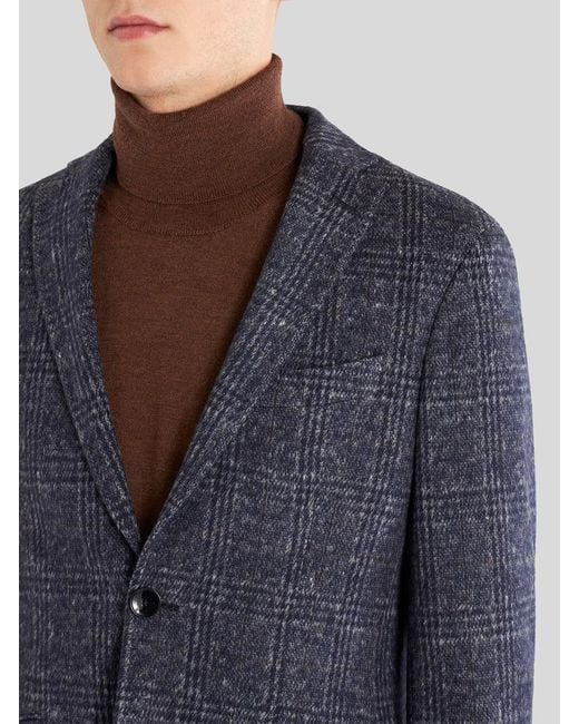 Etro Blue Checked Long Sleeved Blazer for men
