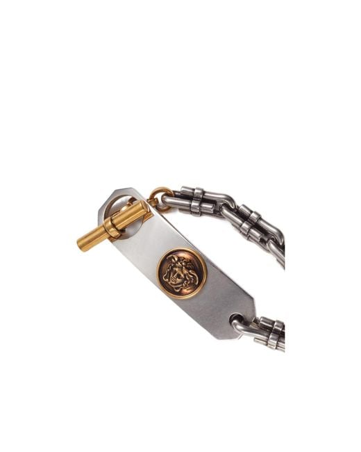 Versace Metallic Medusa Plaque Chain Bracelet for men