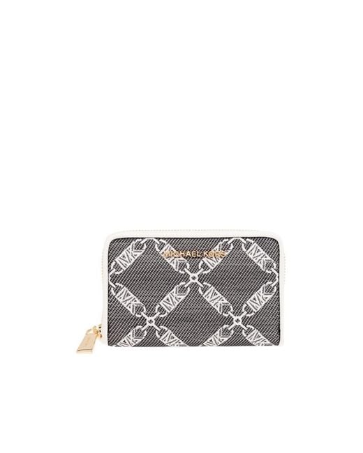 MICHAEL Michael Kors Gray Monogram Pattern Zipped Wallet