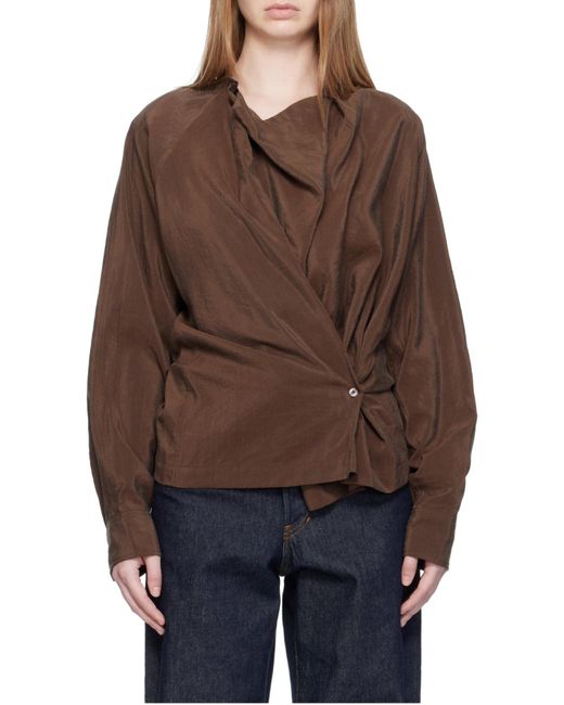Lemaire Brown Twisted Pleat Blouse
