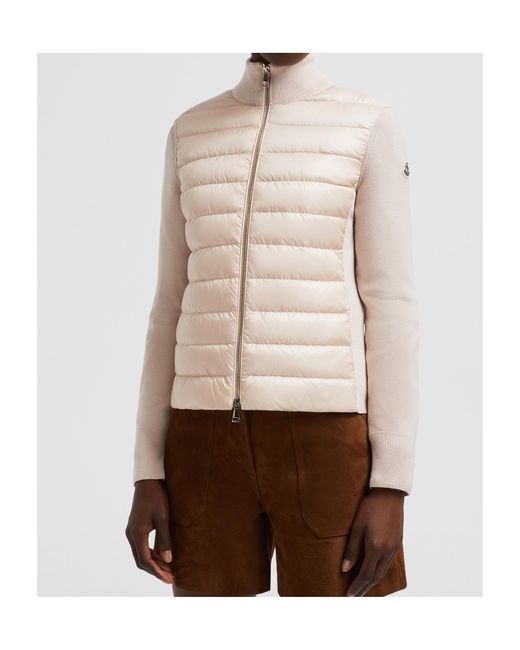 Moncler Pink Panelled Zip-Up Padded Jacket