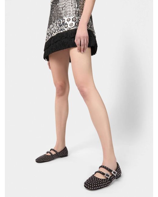 Roger Vivier Black Stud Embellished Buckle Strap Flat Shoes