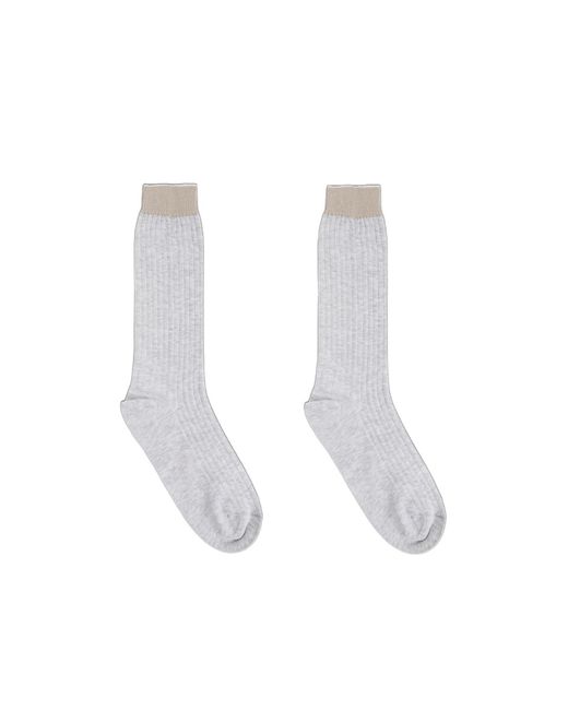 Eleventy White Ribbed-Knit Socks for men