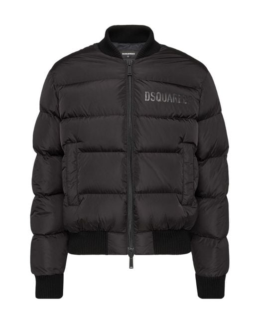 DSquared² Black Nylon Puffer Bomber Jacket for men