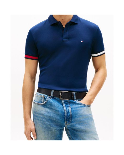 Tommy Hilfiger Blue Logo Short Sleeve Polo Shirt for men