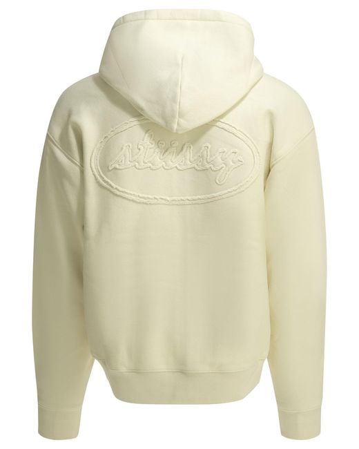 Stussy Natural Stüssy Logo Zip-Up Hoodie for men