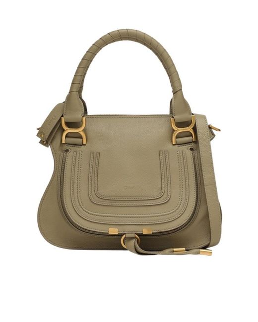 Chloé Brown Marcie Logo Shoulder Bag