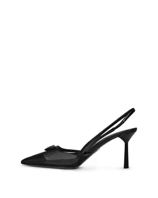 Prada Black Mesh Slingbacks