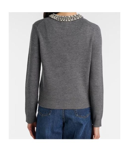 Veronica Beard Gray Daro Embellished Wool Cardigan