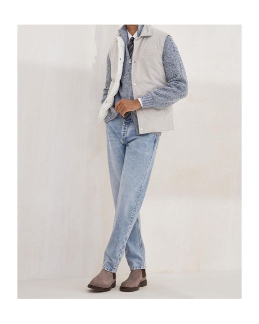 Brunello Cucinelli Blue Sleeveless Buttoned Vest for men