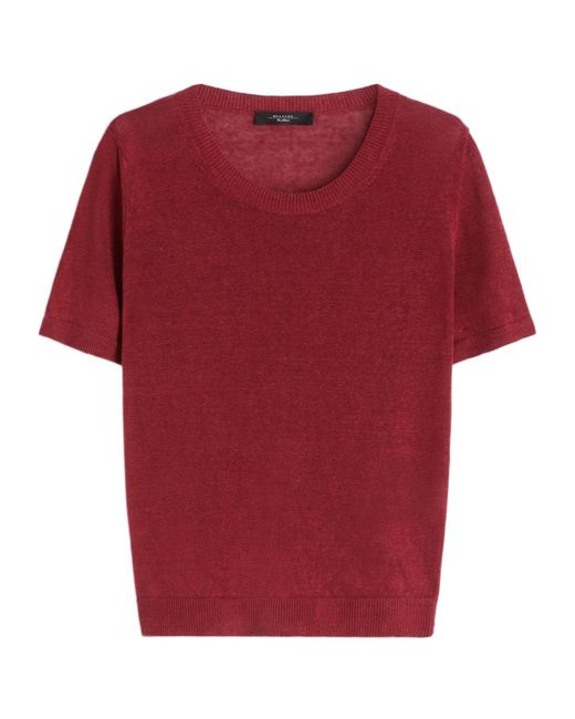Weekend by Maxmara Red Short-Sleeve Linen Top