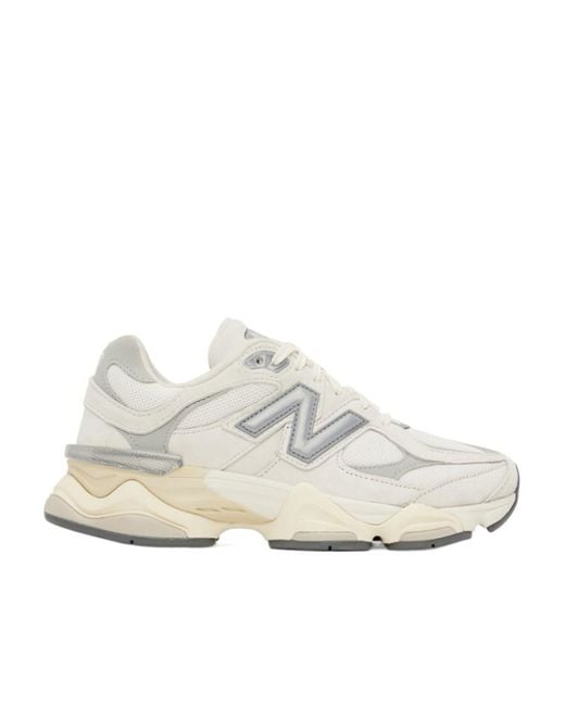 New Balance White 9060 Lace-Up Sneakers for men