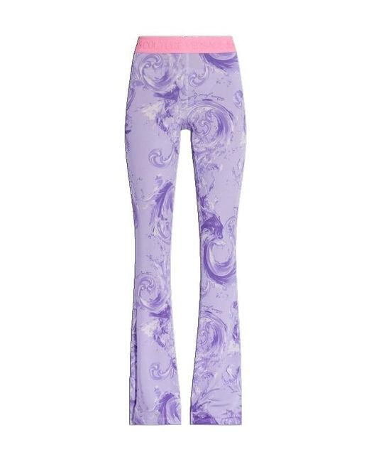 Versace Jeans Purple Couture Logo Waistband Flared-Leg Trousers