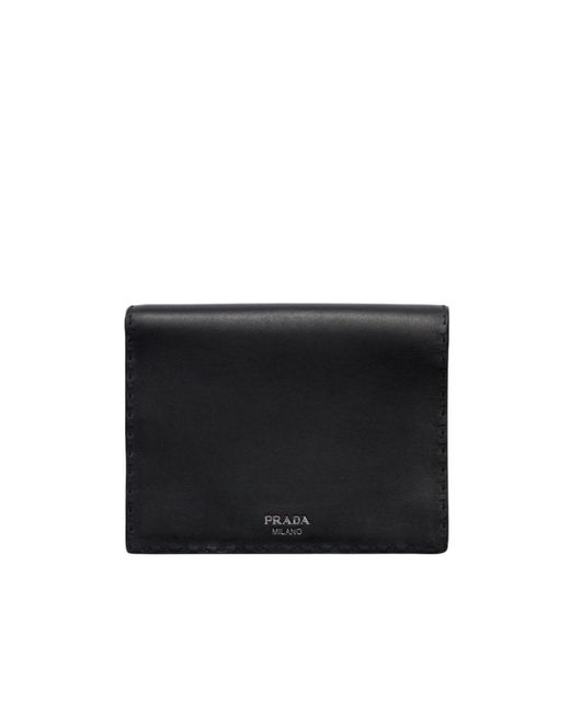 Prada Black Antiqued Leather Wallet