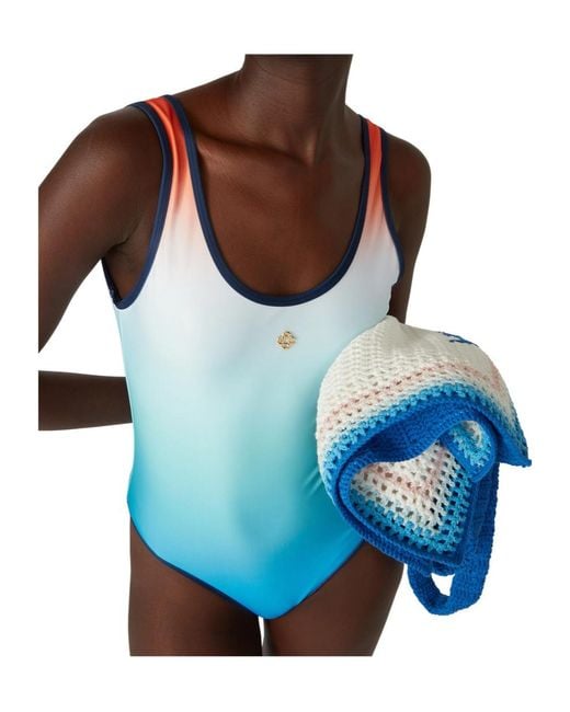 Casablanca Blue Gradient One-Piece Swimsuit