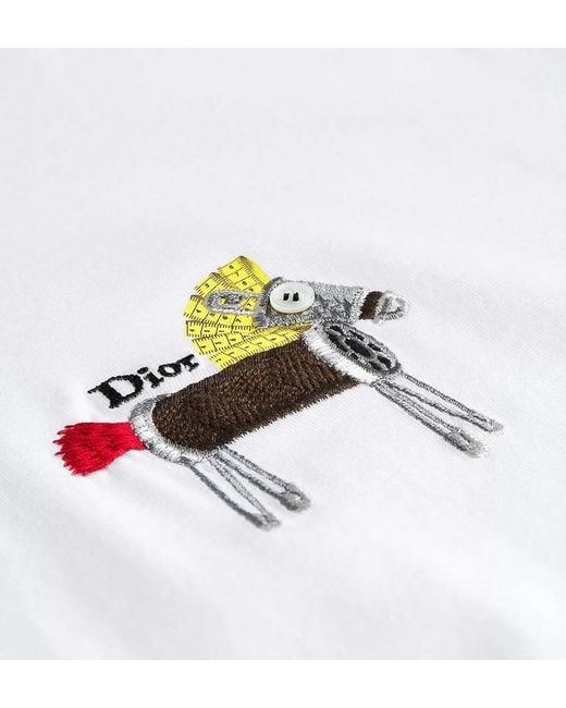 Dior White T-Shirt With Horse Embroidery, Relaxed Fit for men