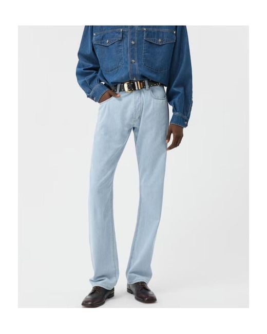 Versace Blue Straight Chambray Jeans for men