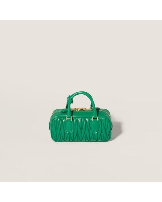 Miu Miu Green Arcadie Matelassé Nappa Leather Bag