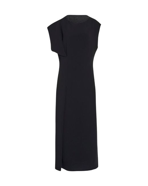 The Row Black Blathine Crewneck Midi Dress