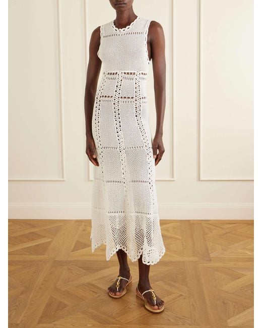Erdem White Crocheted Cotton Midi Dress