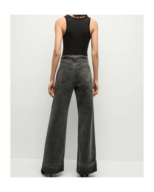 Veronica Beard Black High-Rise Wide-Leg Jeans