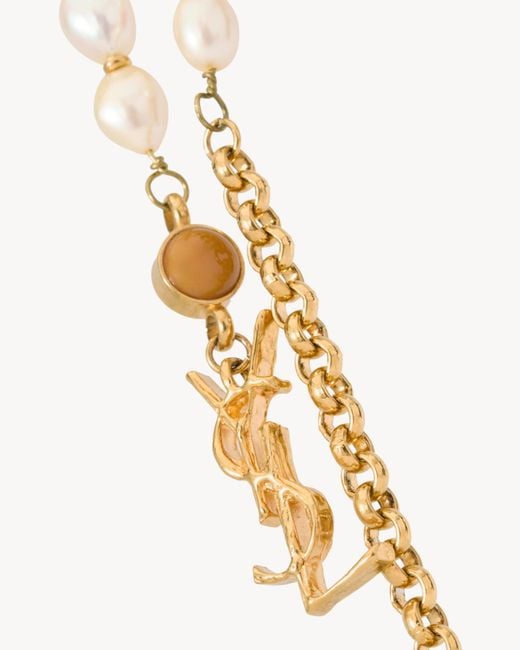 Saint Laurent White Double-Strand Cable Chain Belt