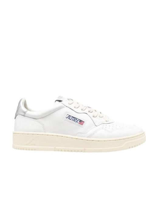 Autry White Medalist Lace-Up Sneakers for men