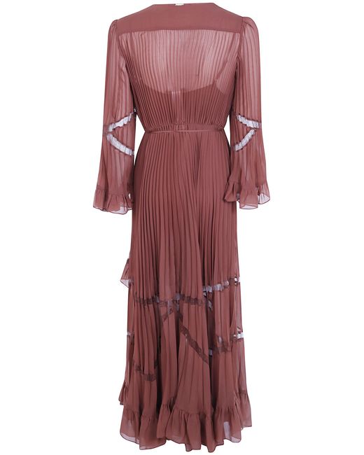 Twinset Red Pleat Design Maxi Dress