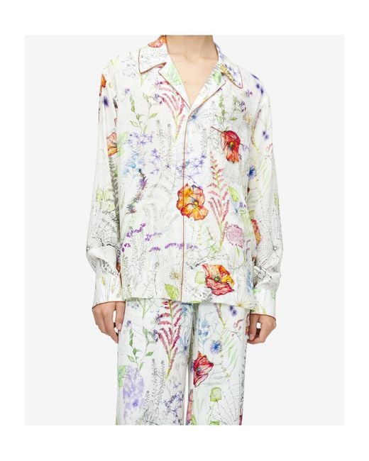McQueen White Silk Floral Shirt