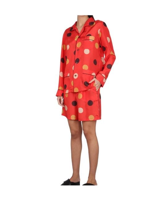 Aspesi Red Polka-Dot Printed Buttoned Shirt