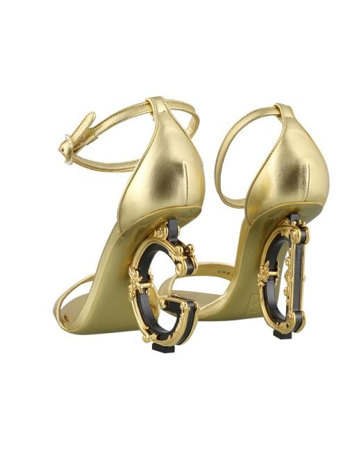 Dolce & Gabbana Metallic Baroque Dg Heel Sandals