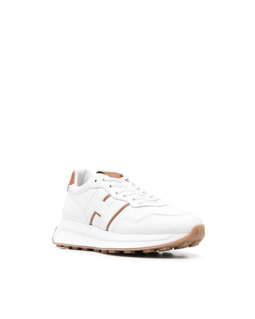 Hogan White Logo-Patch Low-Top Sneakers